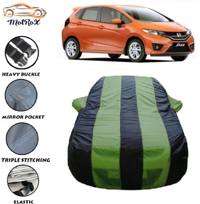 MoTRoX Car Cover For Honda Jazz (With Mirror Pockets)(Green, Blue)