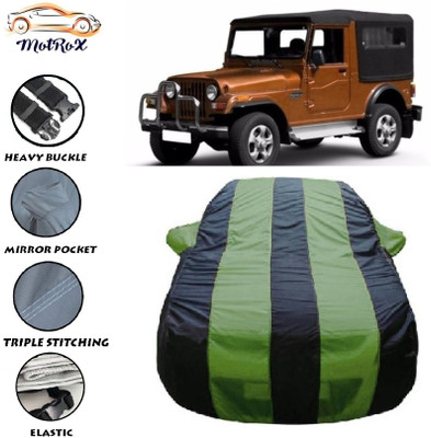 MoTRoX Car Cover For Mahindra Jeep (With Mirror Pockets)(Green, Blue)