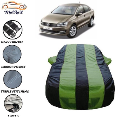 MoTRoX Car Cover For Volkswagen Vento (With Mirror Pockets)(Green, Blue)