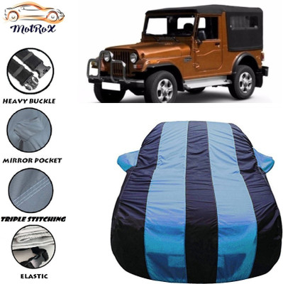 MoTRoX Car Cover For Mahindra Jeep (With Mirror Pockets)(Blue, Blue)