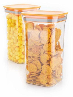 Analog Kitchenware Plastic Grocery Container  - 1100 ml(Pack of 2, Orange)