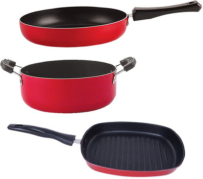 NIRLON FP13_GP24.5_CS24 Non-Stick Coated Cookware Set(PTFE (Non-stick), Aluminium, 3 - Piece)
