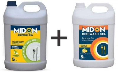 Midon Dishwash Gel 5L And Premium Dishwash Gel 5L Combo Dish Cleaning Gel(Green Apple & Lemon, 2 x 5 L)