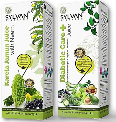 SYLVAN AYURVEDA KARELA JAMUN NEEM + DIABETIC CARE JUICE COMBO 2 L(2 x 1 L)