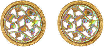 One Personal Care Elegant, Round Geometry, Crystal Studded, Light Weight Casual/Party Wear Crystal Alloy Stud Earring