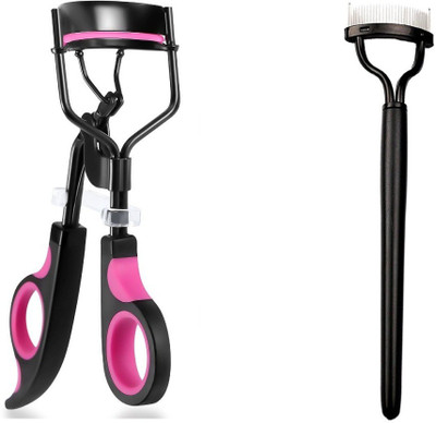 Gugzy Eyelash Curler with Eyelash Comb Set | Professional Lash Curler with Silicone Pad | Best Lash Curling Tool to Complement Your Makeup I Eyelash Curler I Eyelash Comb I Eye Makeup Tool I Lash Curling Tool | Make up Steel Needle Mascara Guide Applicator Eyelash Comb Eyebrow Brush Curler Cosmetic 