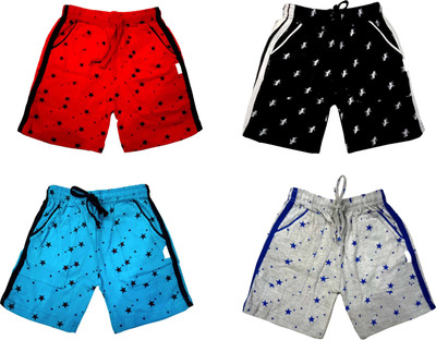 LOVO Short For Boys Sports Printed Cotton Blend(Multicolor, Pack of 4)