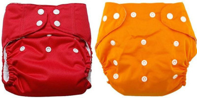 SS Sales Reusable Baby Washable Cloth Diaper Nappies With Wet-free inserts For Babies of Ages 0 to 2 years - New Born - New Born ( RED, ORANGE )