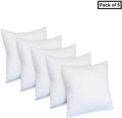 HFI Polyester Fibre Solid Cushion Pack of 5(White)