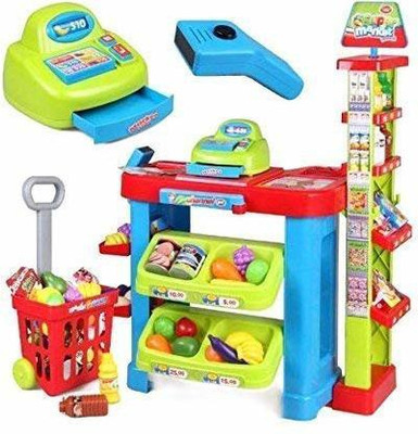 Shivdra traders Battery Operated Super Market Set with Shopping Basket – Multicolour
