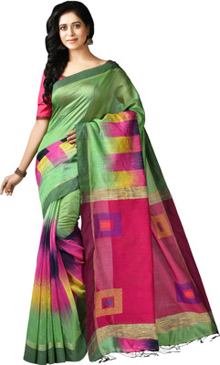 Mystory Woven Handloom Cotton Silk Saree(Multicolor)