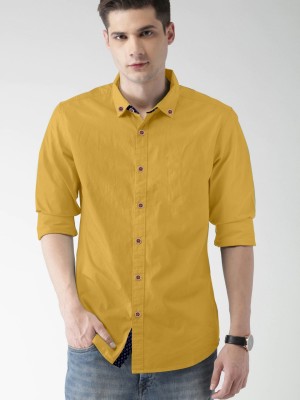 RP Enterprise Men Solid Casual Yellow Shirt