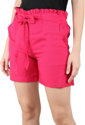 SVK Etail Solid Women Pink Regular Shorts