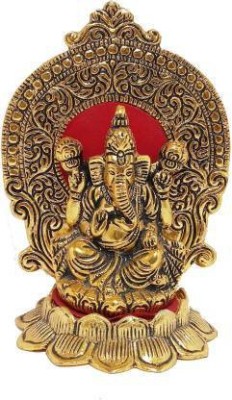 KridayKraft Golden Kamal Ganesha Decorative Showpiece  -  16 cm(Aluminium, Gold)
