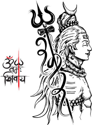 Printnet 48 cm Lord Shiva Wall Sticker for Home Self Adhesive Sticker(Pack of 1)