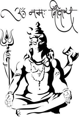 Printnet 48 cm Lord Shiva Wall Sticker for Home Self Adhesive Sticker(Pack of 1)