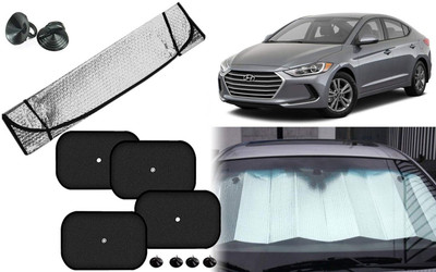Auto Kite Dashboard, Rear Window, Side Window Sun Shade For Hyundai Elantra(Silver, Black)