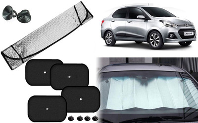 Auto Kite Dashboard, Rear Window, Side Window Sun Shade For Hyundai Xcent(Silver, Black)