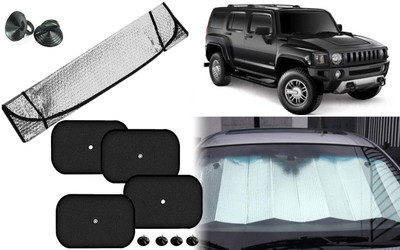 Auto Kite Dashboard, Rear Window, Side Window Sun Shade For HM Hummer H3(Silver, Black)