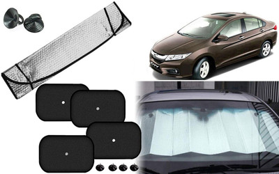 Auto Kite Dashboard, Rear Window, Side Window Sun Shade For Honda City(Silver, Black)