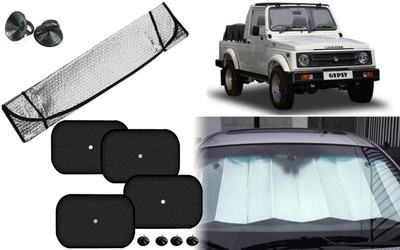 Auto Kite Dashboard, Rear Window, Side Window Sun Shade For Maruti Suzuki Gypsy King(Silver, Black)