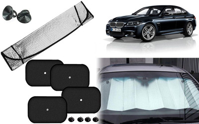 Auto Kite Dashboard, Rear Window, Side Window Sun Shade For BMW 5 Series(Silver, Black)