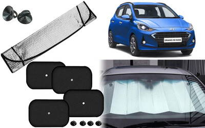 Auto Kite Dashboard, Rear Window, Side Window Sun Shade For Hyundai Grand i10(Silver, Black)