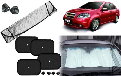 Auto Kite Dashboard, Rear Window, Side Window Sun Shade For Chevrolet Aveo(Silver, Black)