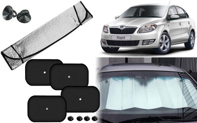 Auto Kite Dashboard, Rear Window, Side Window Sun Shade For Skoda Rapid(Silver, Black)