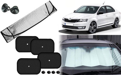 Auto Kite Dashboard, Rear Window, Side Window Sun Shade For Skoda Rapid(Silver, Black)