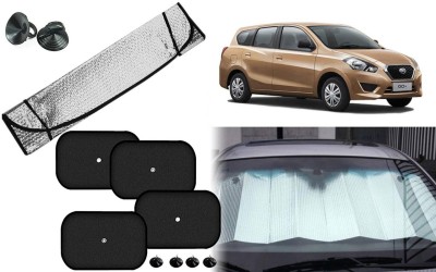 Auto Kite Dashboard, Rear Window, Side Window Sun Shade For Datsun Go+(Silver, Black)