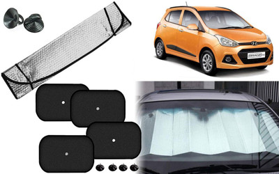 Auto Kite Dashboard, Rear Window, Side Window Sun Shade For Hyundai Grand i10(Silver, Black)