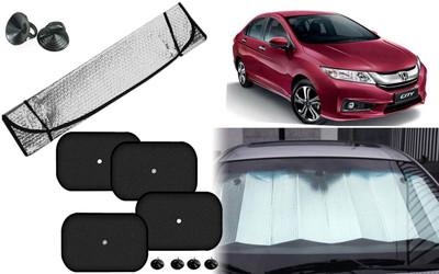 Auto Kite Dashboard, Rear Window, Side Window Sun Shade For Honda City(Silver, Black)