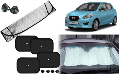 Auto Kite Dashboard, Rear Window, Side Window Sun Shade For Datsun Go(Silver, Black)