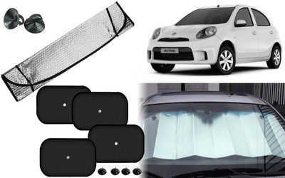Auto Kite Dashboard, Rear Window, Side Window Sun Shade For Nissan Micra Active(Silver, Black)