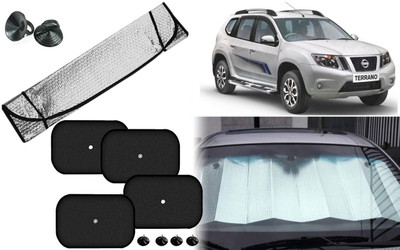 Auto Kite Dashboard, Rear Window, Side Window Sun Shade For Nissan Terrano(Silver, Black)