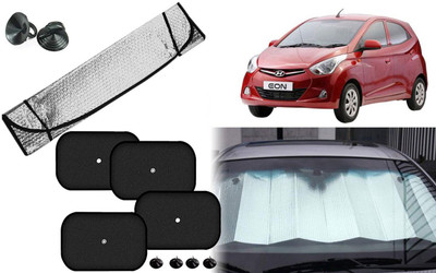 Auto Kite Dashboard, Rear Window, Side Window Sun Shade For Hyundai Eon(Silver, Black)