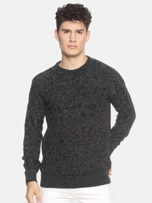 513 Self Design Round Neck Casual Men Grey Sweater