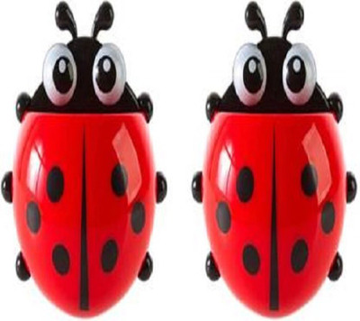 NIKYANKA ladybug wall section multipurpose holder Plastic Toothbrush Holder(Red, Wall Mount)