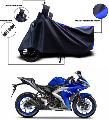ANTHUB Two Wheeler Cover for Yamaha(YZF R3, Blue, Black)