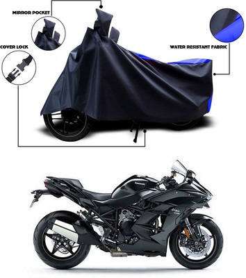ANTHUB Two Wheeler Cover for Kawasaki(Ninja, Blue, Black)