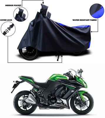 ANTHUB Two Wheeler Cover for Kawasaki(Ninja, Blue, Black)