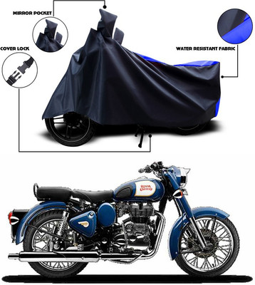 ANTHUB Waterproof Two Wheeler Cover for Royal Enfield(Blue, Black)