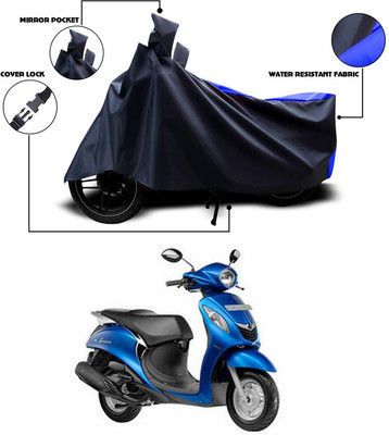 ANTHUB Two Wheeler Cover for Yamaha(Fascino, Blue, Black)