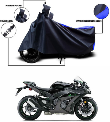 ANTHUB Two Wheeler Cover for Kawasaki(Ninja, Blue, Black)