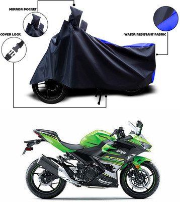 ANTHUB Two Wheeler Cover for Kawasaki(Ninja, Blue, Black)