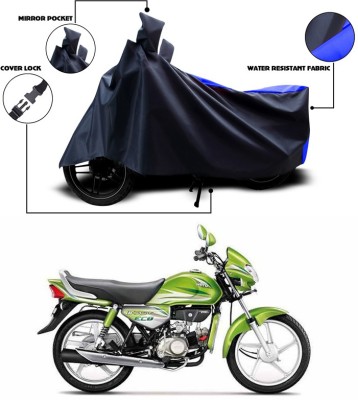 ANTHUB Two Wheeler Cover for Hero(HF Deluxe Eco, Blue, Black)