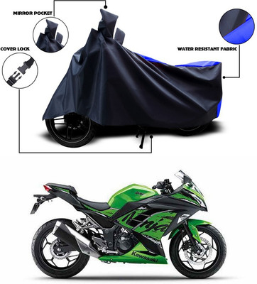 ANTHUB Two Wheeler Cover for Kawasaki(Ninja, Blue, Black)