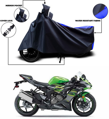 ANTHUB Two Wheeler Cover for Kawasaki(Ninja, Blue, Black)