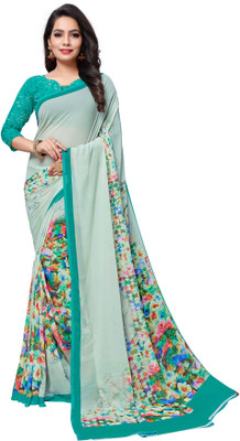 SHREEJI SUBLIMATION Printed Bollywood Chiffon Saree(Green)
